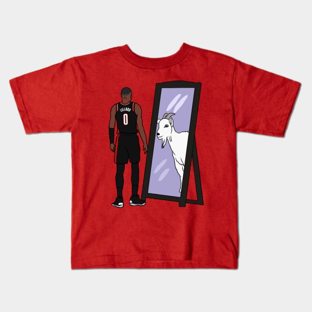 Damian Lillard Mirror GOAT Kids T-Shirt by rattraptees